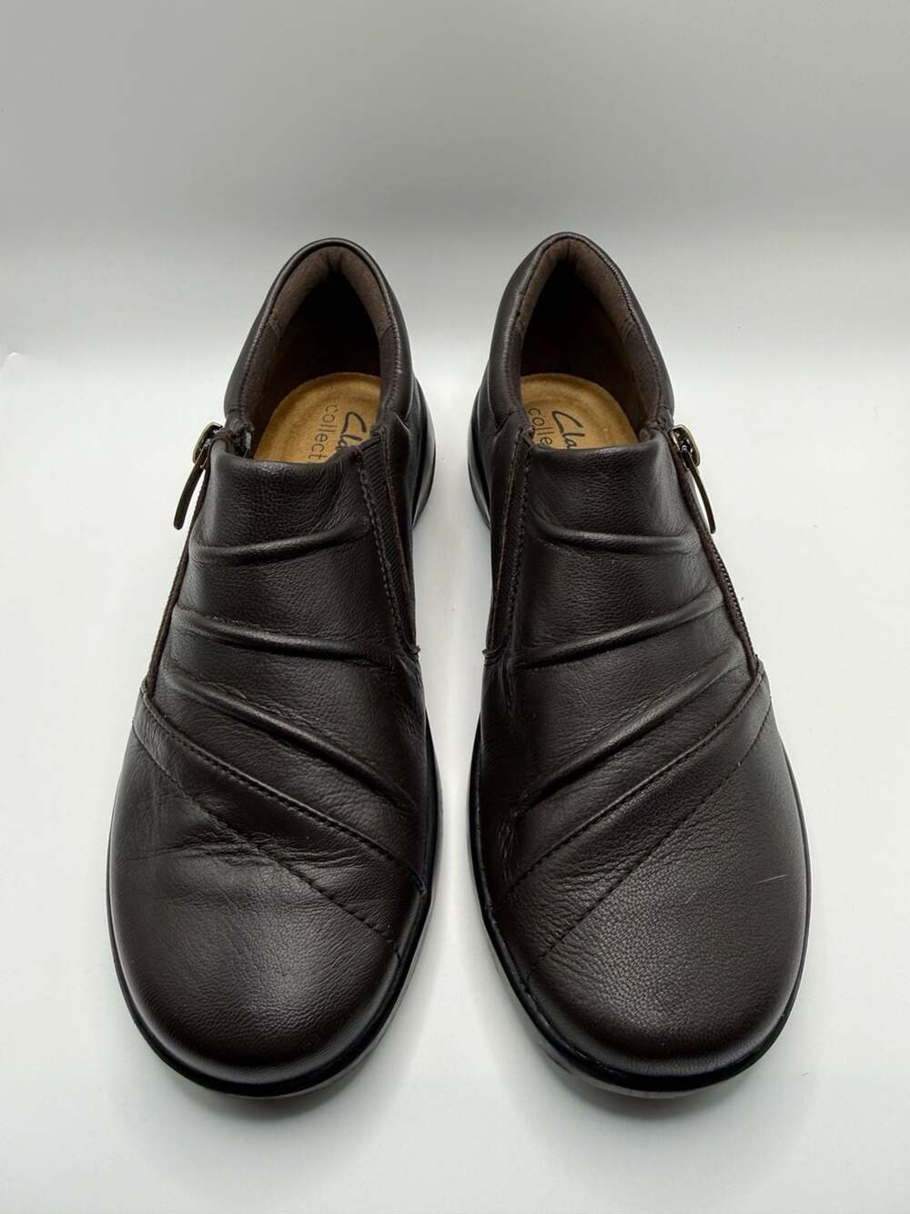 Women’s Clarks Brown Leather Side-Zip Loafers